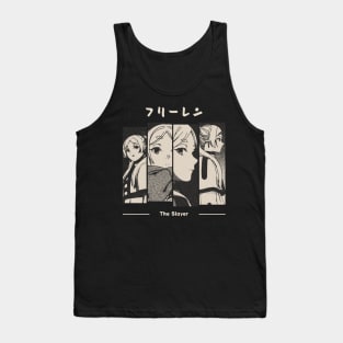 Frieren The Slayer Gloomy Halftone Fanart Design Tank Top